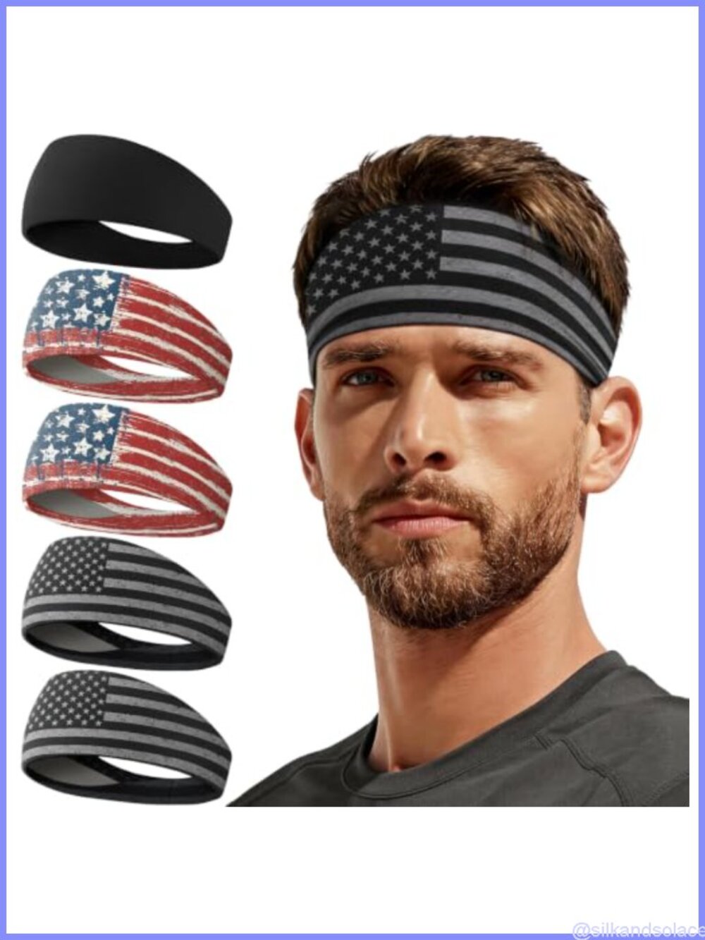 5 Pack Moisture Wicking Sport Headbands Non-Slip Running Gym Sweatbands